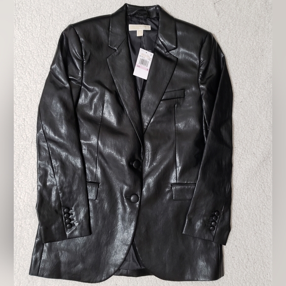 Michael Michael Kors Mensy Faux Leather Blazer - Picture 2 of 13